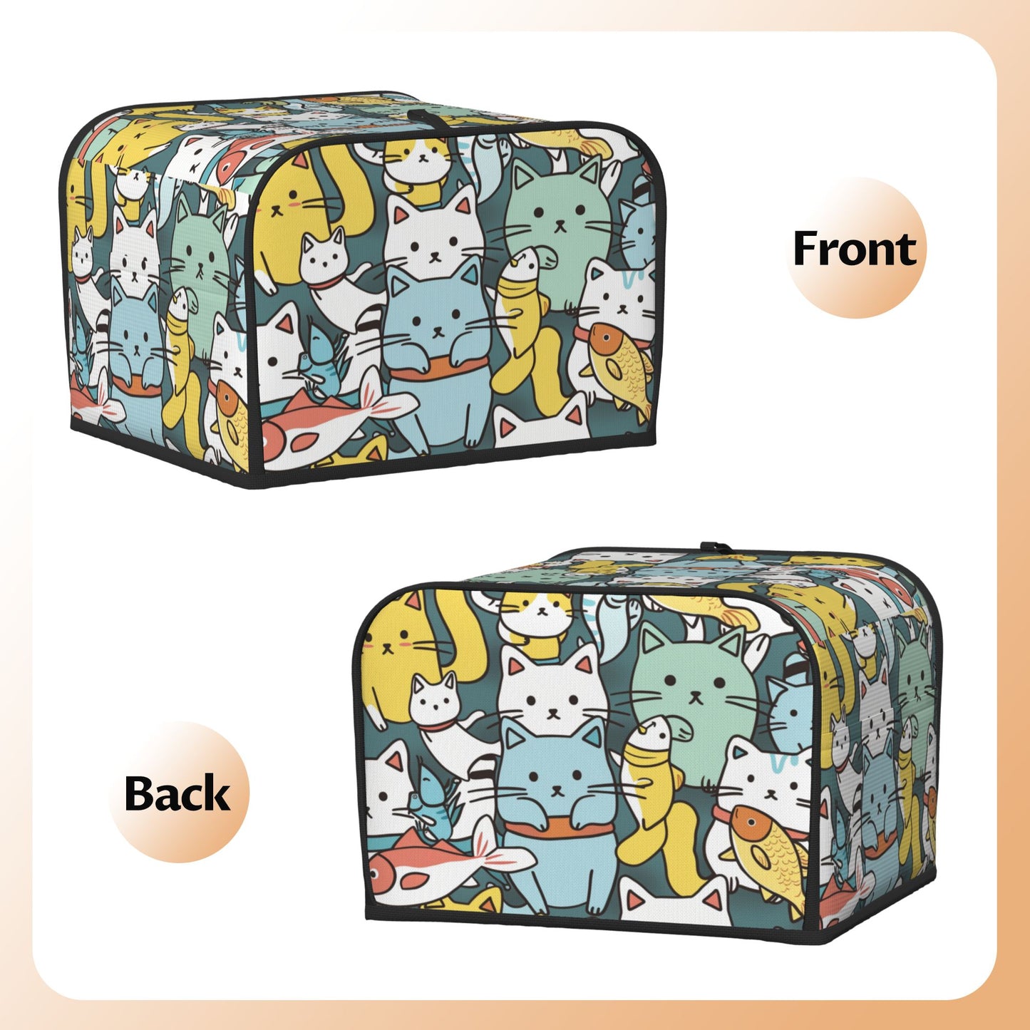 Cute Cat Print Toaster Cover – Dustproof Protective Cover for 4-Slice Toaster – Anti-Pet Scratch & Insect Shield – 31.5×27×21cm