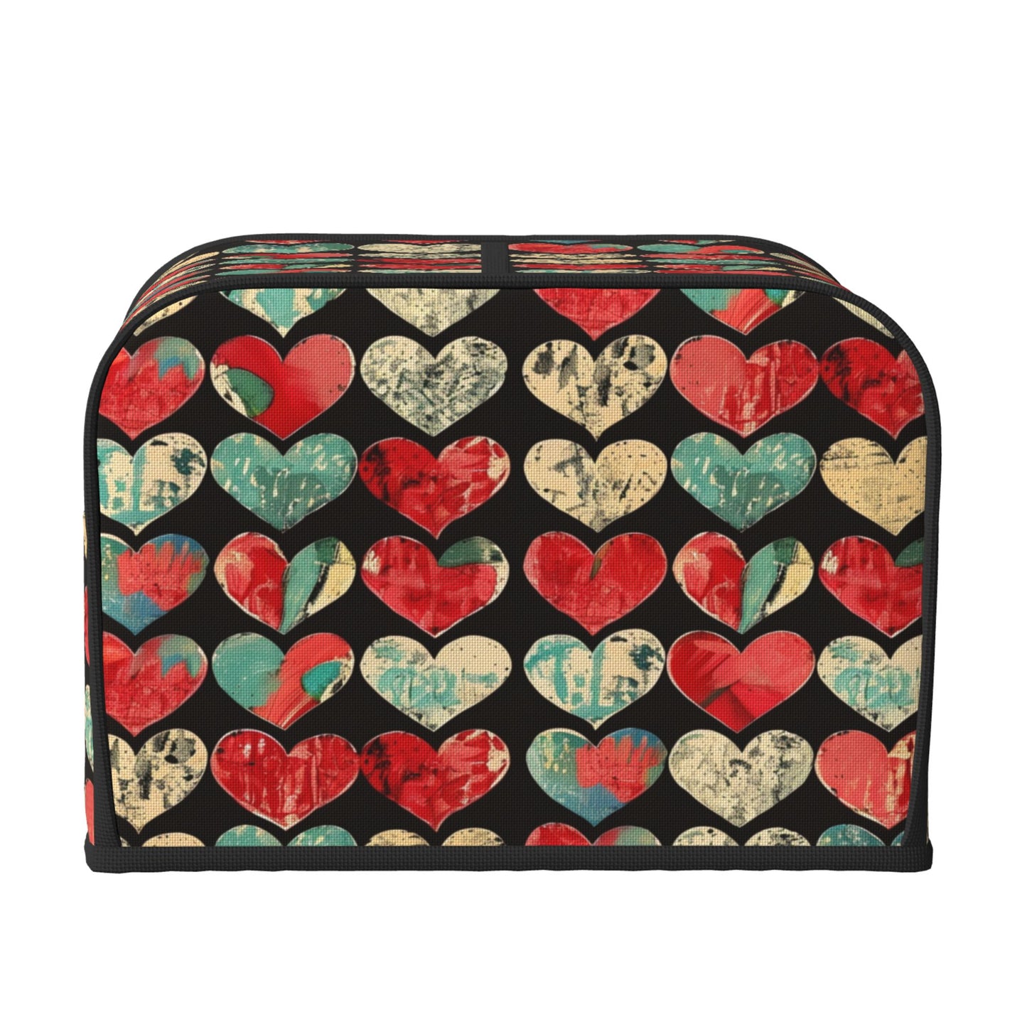 Vintage Heart Pattern Toaster Cover – Fits 4-Slice Toasters – Dustproof Oil-Resistant Small Appliance Cover – 31.5×27×21cm