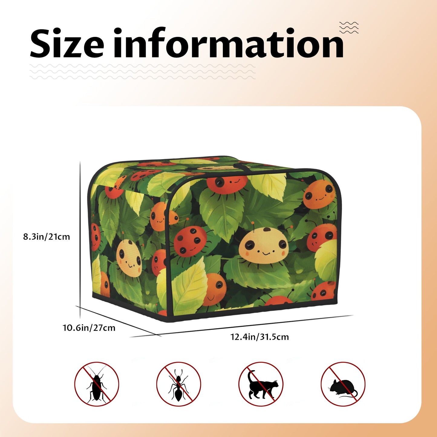 Cute Ladybug Leaf Toaster Cover – Dustproof Cover for 4-Slice Toasters, Anti-Bug Pet-Proof Appliance Protector