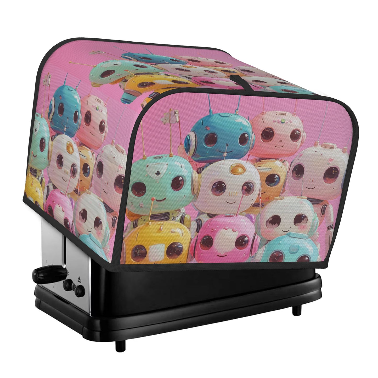 Colorful Cartoon Robot Toaster Cover – Dustproof Waterproof 4-Slice Toaster Protector, Pet and Bug Proof, Oxford Fabric Kitchen Appliance Cover