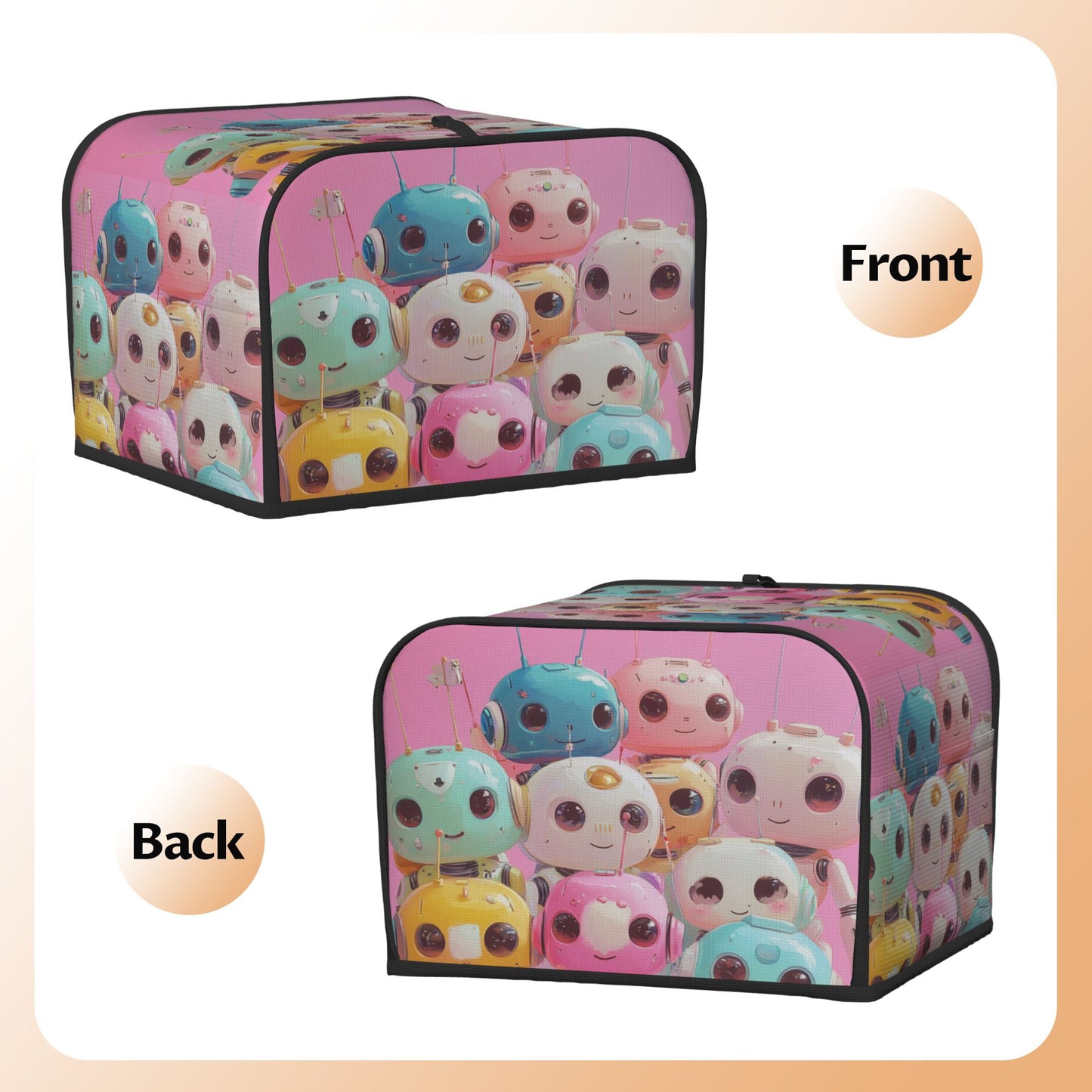 Colorful Cartoon Robot Toaster Cover – Dustproof Waterproof 4-Slice Toaster Protector, Pet and Bug Proof, Oxford Fabric Kitchen Appliance Cover