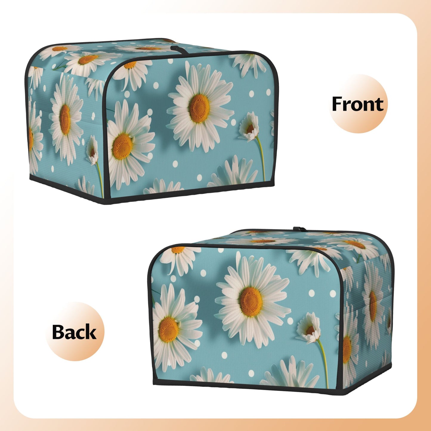 Floral Daisy Toaster Cover for 4-Slice Toaster – Dustproof, Waterproof Oxford Fabric Appliance Cover, Fresh Botanical Style for Kitchen