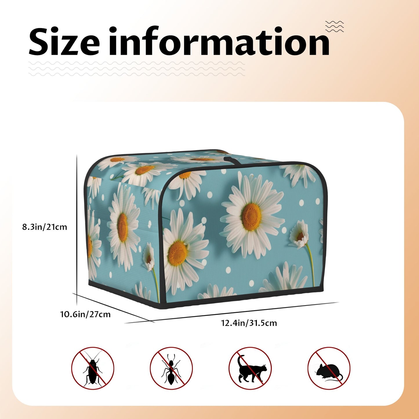Floral Daisy Toaster Cover for 4-Slice Toaster – Dustproof, Waterproof Oxford Fabric Appliance Cover, Fresh Botanical Style for Kitchen