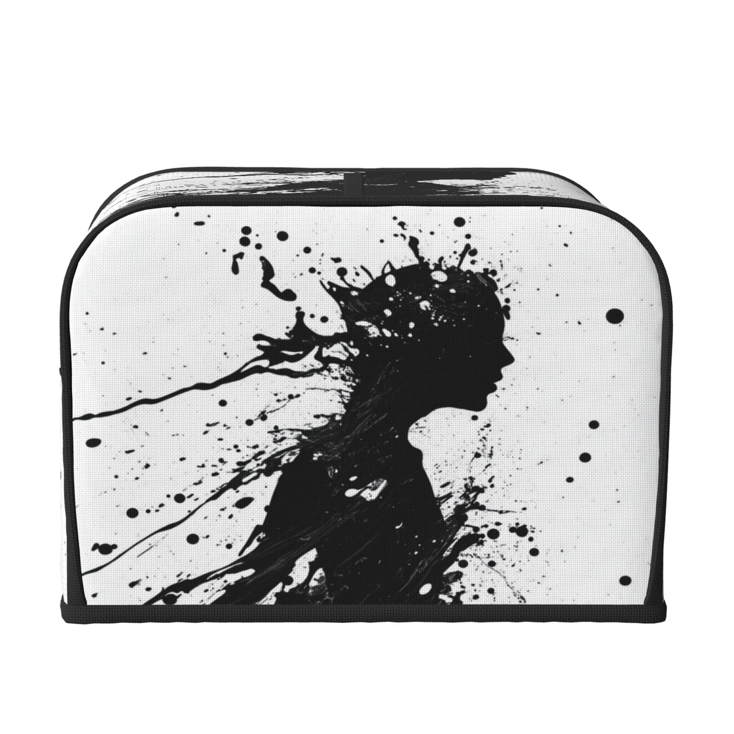 Abstract Silhouette Toaster Cover for 4-Slice Toasters – Artistic Black Ink Pattern Oxford Fabric Dust Cover, Waterproof & Pet-Proof Appliance Protector