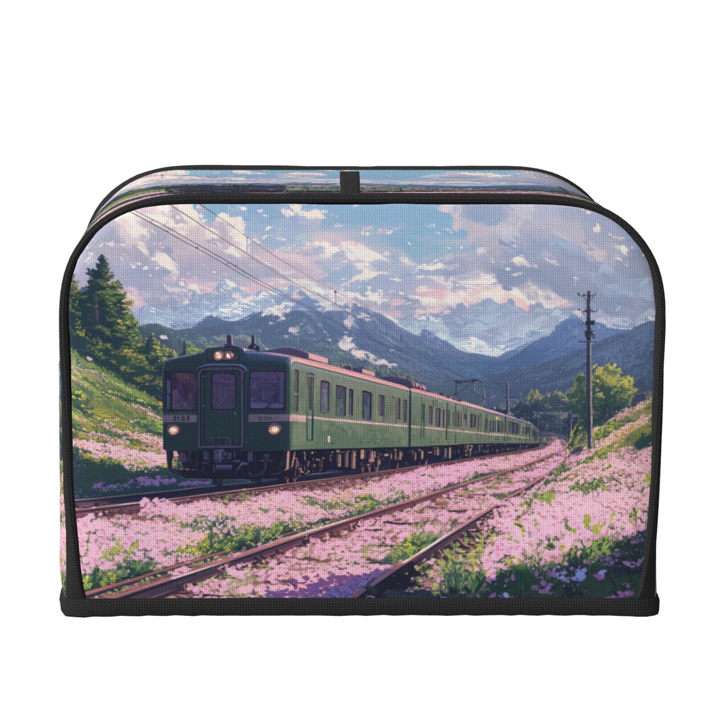 Scenic Train Landscape Toaster Cover for 4-Slice Toasters – Oxford Fabric Appliance Dust Cover with Vintage Mountain View – Waterproof, Oil-Resistant & Pet-Proof