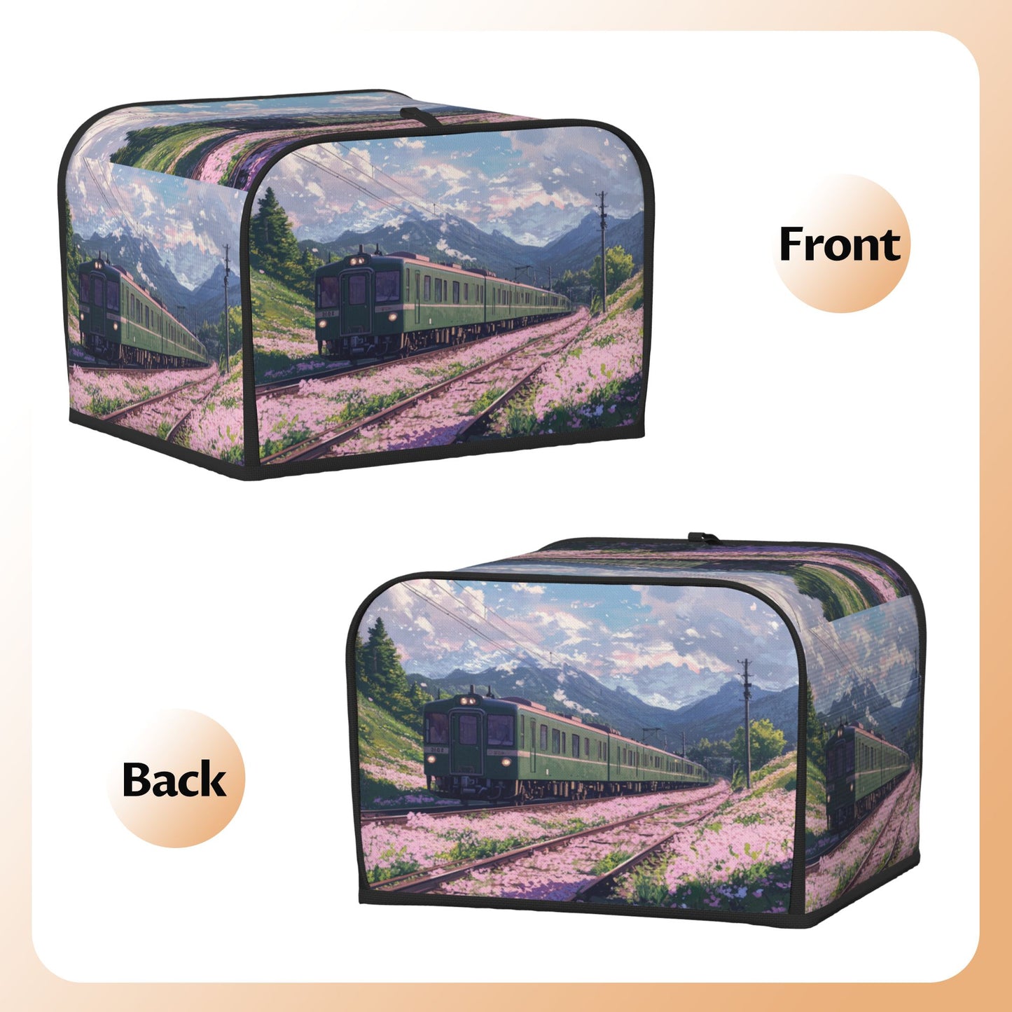 Scenic Train Landscape Toaster Cover for 4-Slice Toasters – Oxford Fabric Appliance Dust Cover with Vintage Mountain View – Waterproof, Oil-Resistant & Pet-Proof