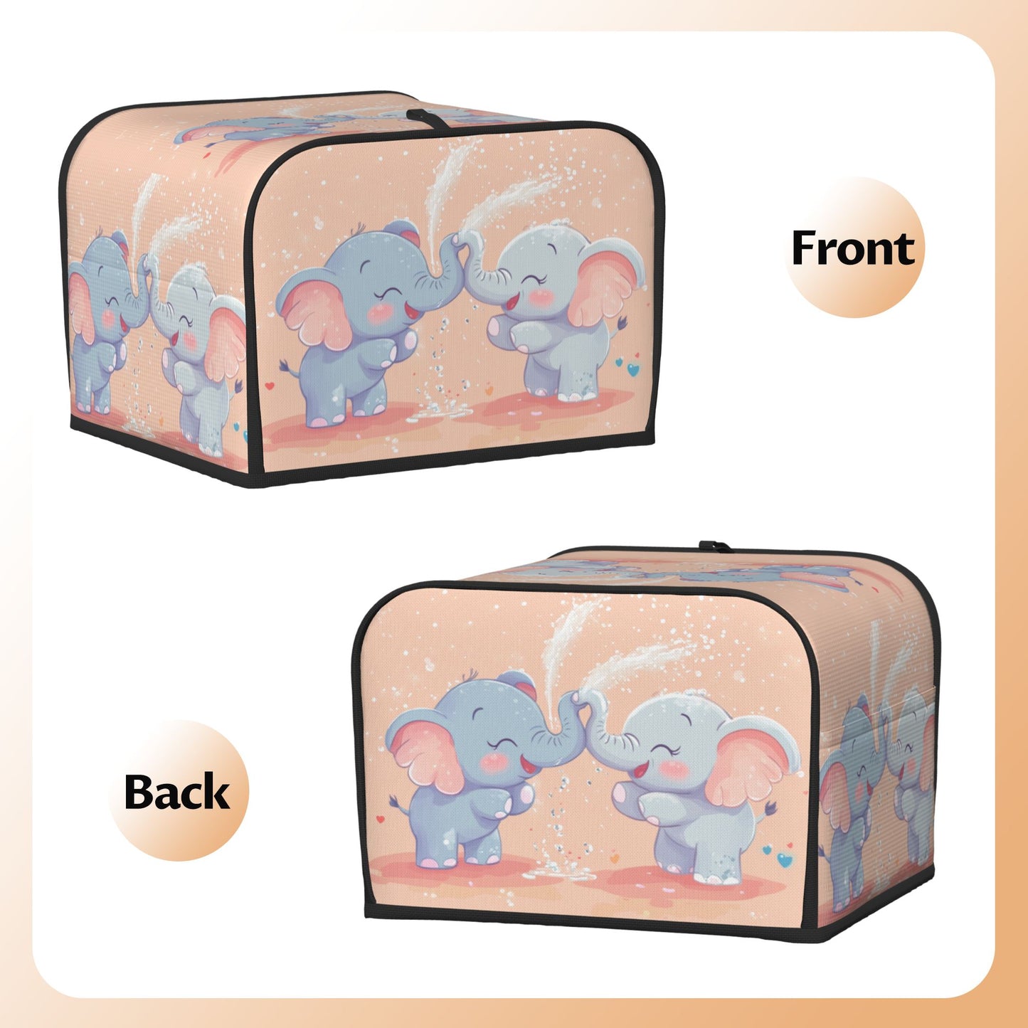 Cute Elephant Toaster Cover for 4-Slice Toasters – Oxford Cloth Appliance Dust Cover with Cartoon Design – Oil-Proof, Waterproof & Pet-Resistant