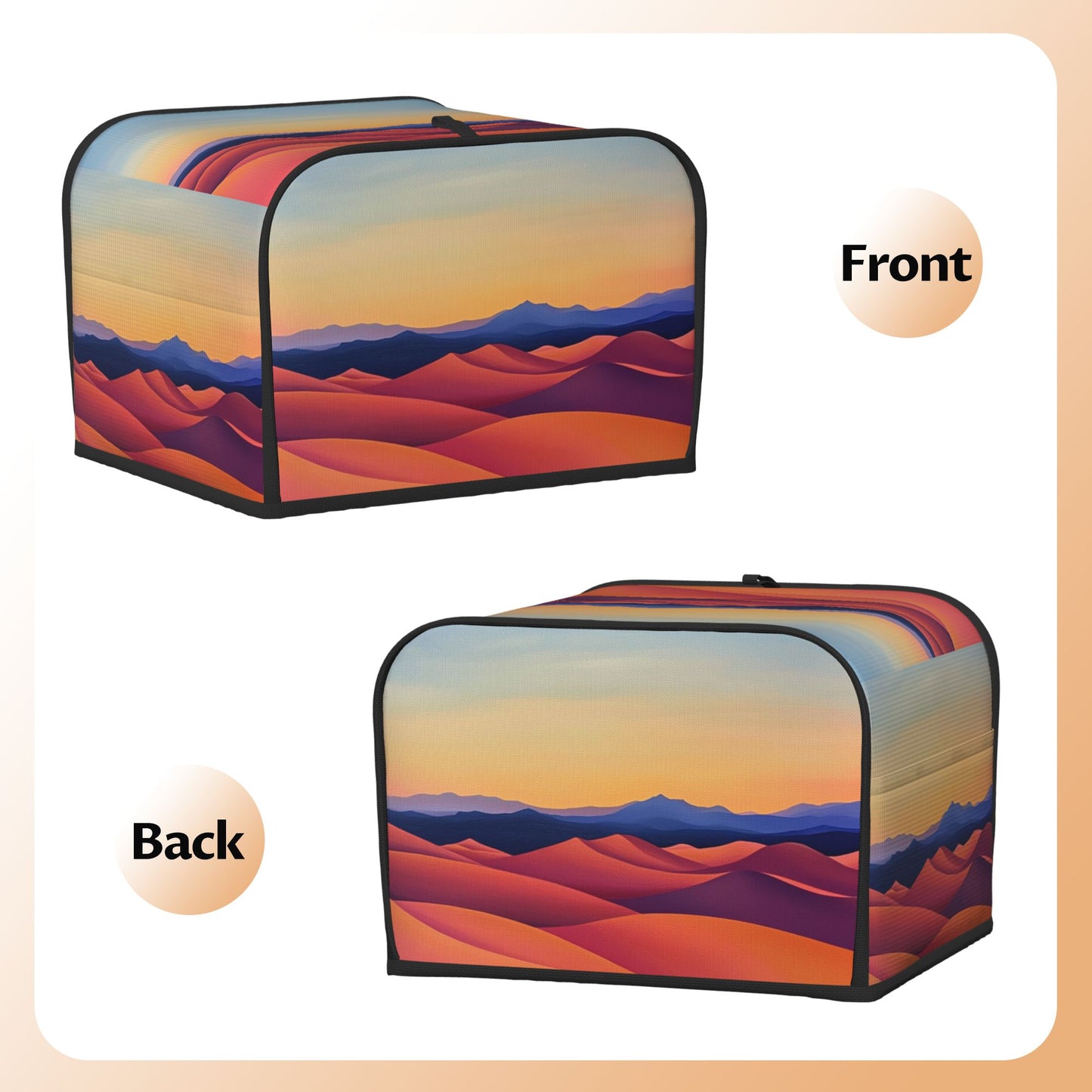 Sunset Dunes Abstract Art Toaster Cover – Oxford Cloth Dustproof Protector for 4-Slice Toasters – Elegant Gradient Landscape Design