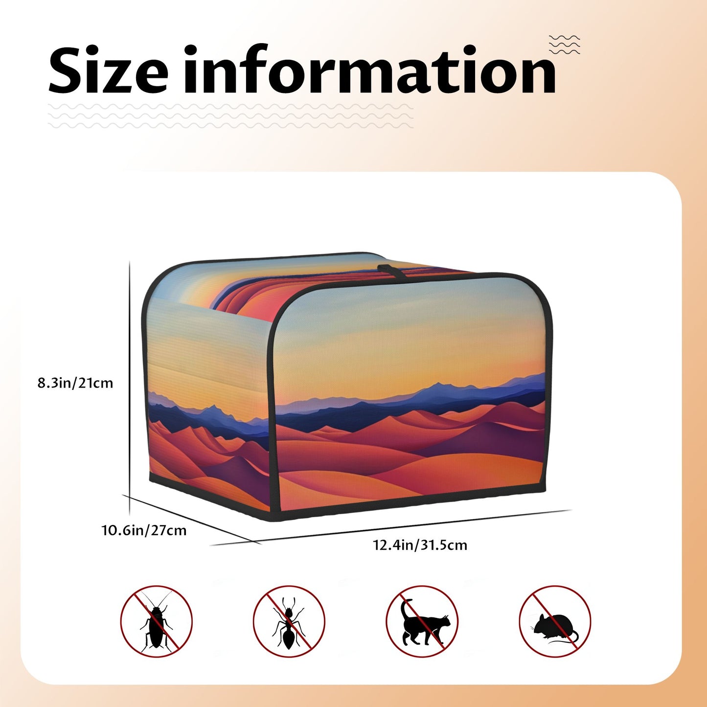 Sunset Dunes Abstract Art Toaster Cover – Oxford Cloth Dustproof Protector for 4-Slice Toasters – Elegant Gradient Landscape Design