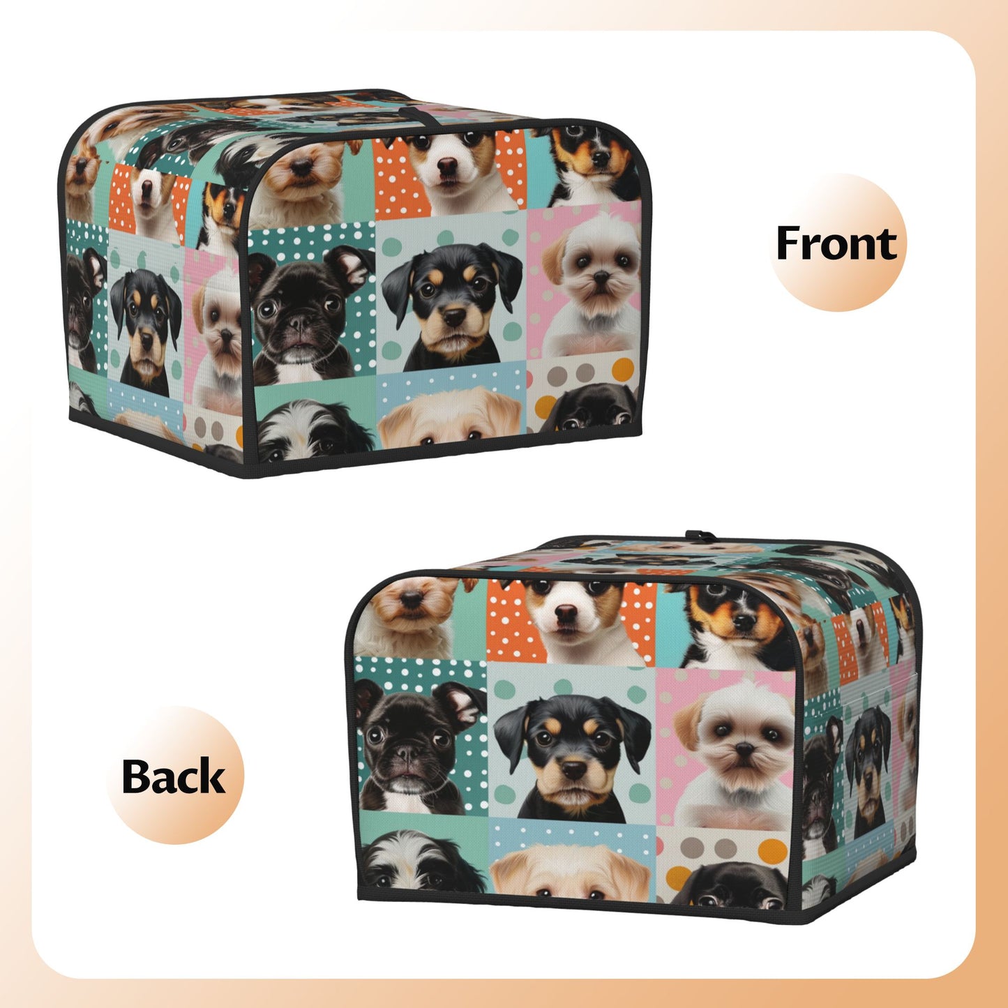 Cute Pet Pattern Toaster Dust Cover – Fits 4-Slice Toasters – Anti-Dust, Anti-Insect, Anti-Pet Hair Appliance Cover, 31.5×27×21cm