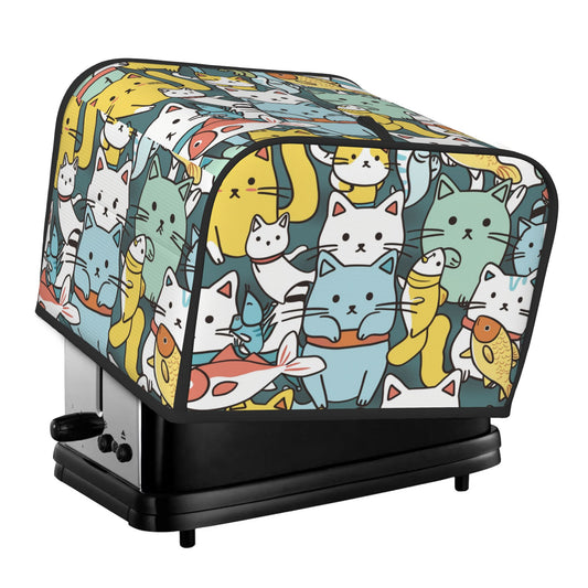 Cute Cat Print Toaster Cover – Dustproof Protective Cover for 4-Slice Toaster – Anti-Pet Scratch & Insect Shield – 31.5×27×21cm