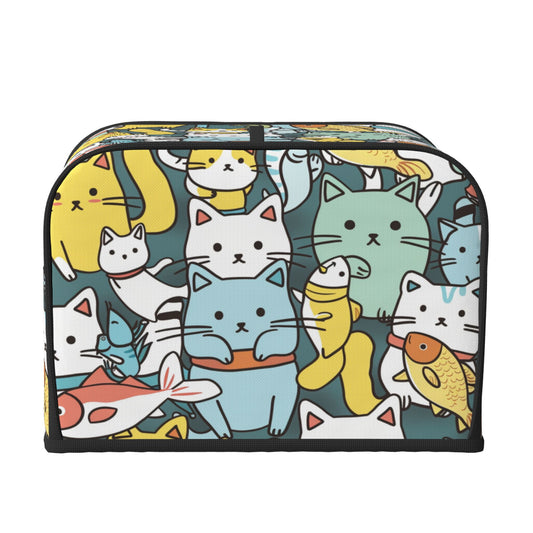 Cute Cat Print Toaster Cover – Dustproof Protective Cover for 4-Slice Toaster – Anti-Pet Scratch & Insect Shield – 31.5×27×21cm