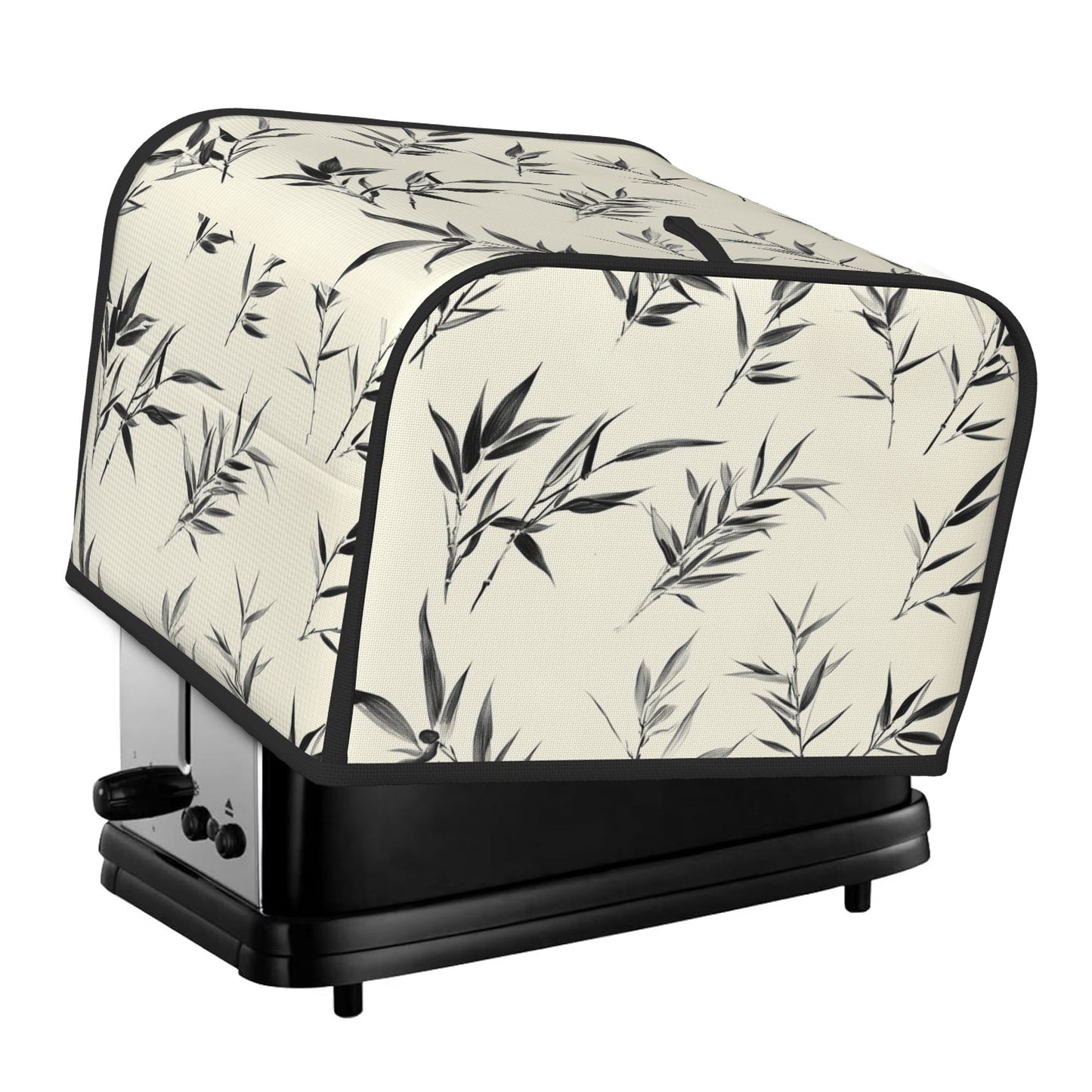 Ink-Style Bamboo Leaf Toaster Cover – 4-Slice Toaster Dust Cover – Elegant Asian Minimalist Appliance Protector – 31.5×27×21cm