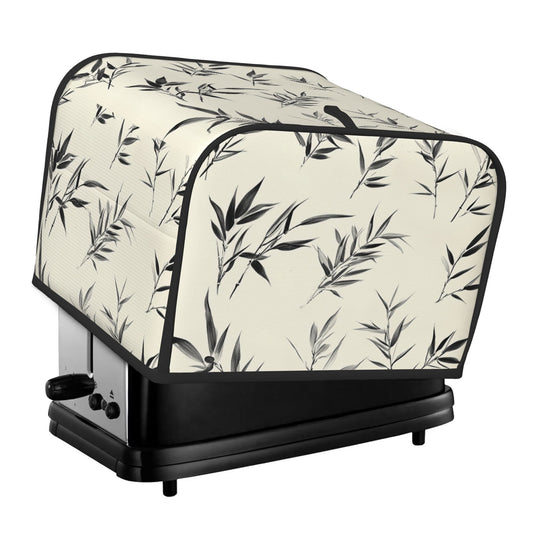 Ink-Style Bamboo Leaf Toaster Cover – 4-Slice Toaster Dust Cover – Elegant Asian Minimalist Appliance Protector – 31.5×27×21cm