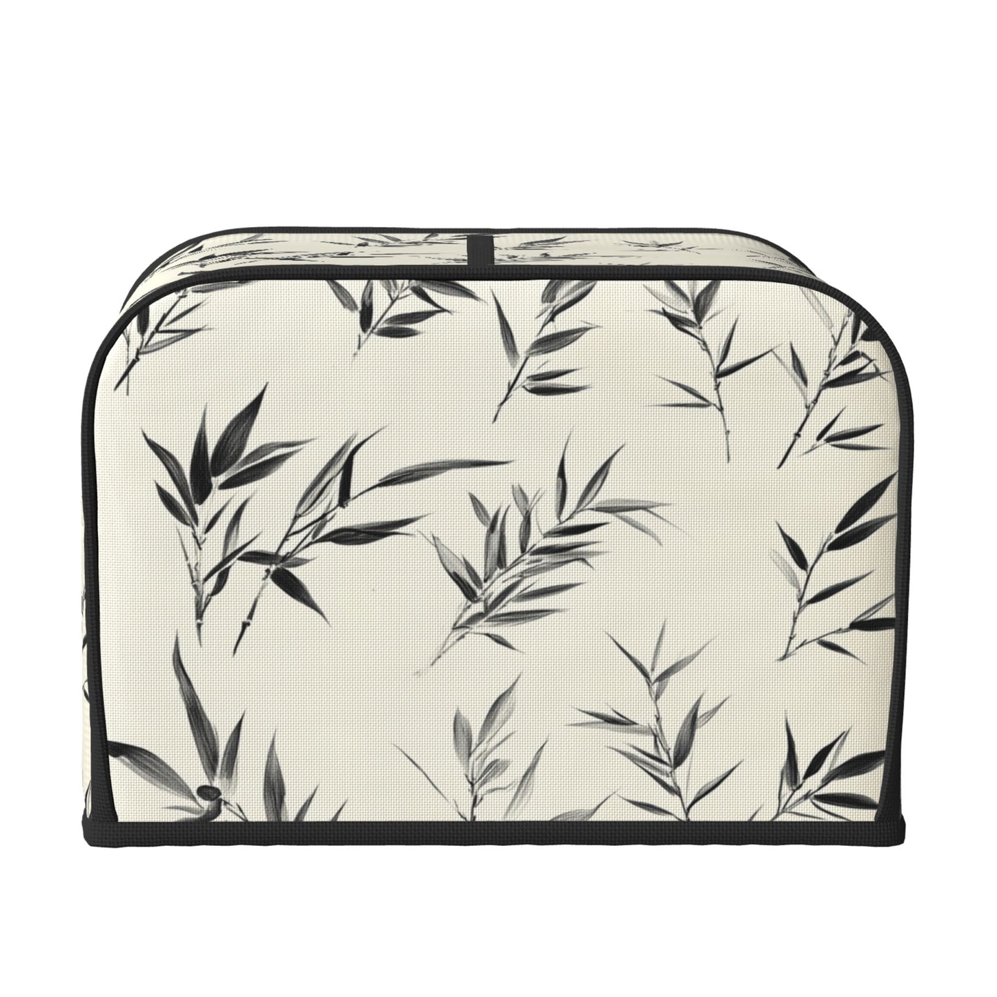 Ink-Style Bamboo Leaf Toaster Cover – 4-Slice Toaster Dust Cover – Elegant Asian Minimalist Appliance Protector – 31.5×27×21cm