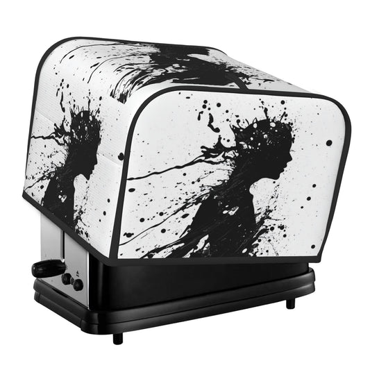 Abstract Silhouette Toaster Cover for 4-Slice Toasters – Artistic Black Ink Pattern Oxford Fabric Dust Cover, Waterproof & Pet-Proof Appliance Protector
