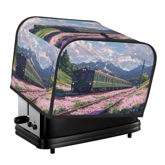 Scenic Train Landscape Toaster Cover for 4-Slice Toasters – Oxford Fabric Appliance Dust Cover with Vintage Mountain View – Waterproof, Oil-Resistant & Pet-Proof