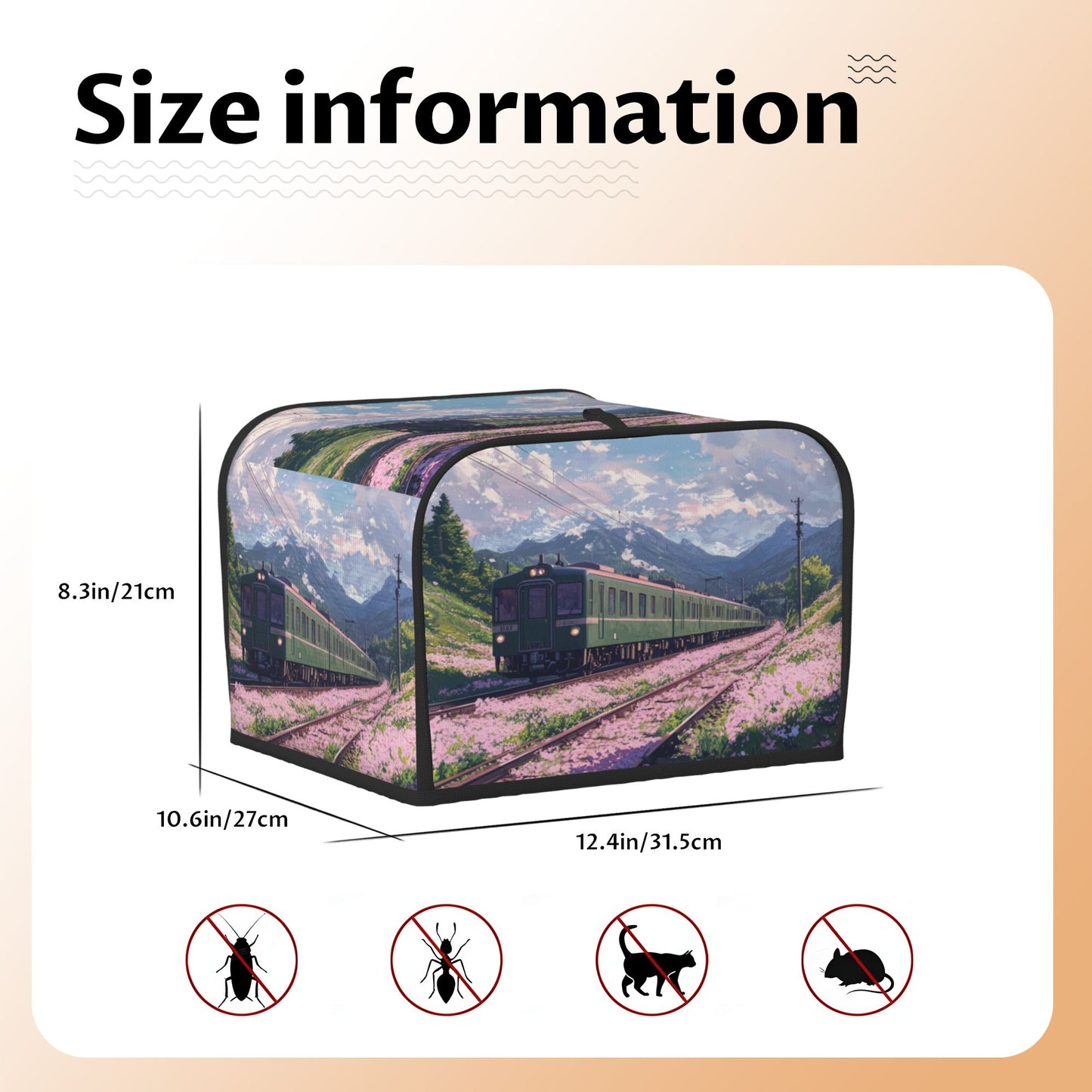 Scenic Train Landscape Toaster Cover for 4-Slice Toasters – Oxford Fabric Appliance Dust Cover with Vintage Mountain View – Waterproof, Oil-Resistant & Pet-Proof
