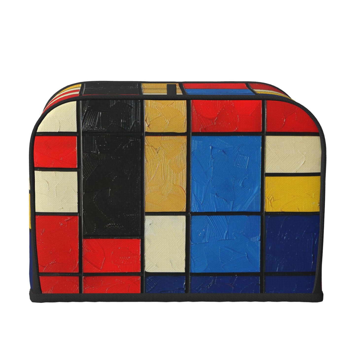 Modern Mondrian Style Toaster Cover for 4-Slice Toasters – Geometric Color Block Design – Oxford Cloth Appliance Dust Protector
