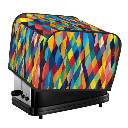 Colorful Geometric Pattern Toaster Cover – Oxford Cloth Dustproof Cover for 4-Slice Toaster – Bold Patchwork Modern Art Design