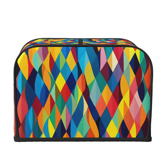 Colorful Geometric Pattern Toaster Cover – Oxford Cloth Dustproof Cover for 4-Slice Toaster – Bold Patchwork Modern Art Design