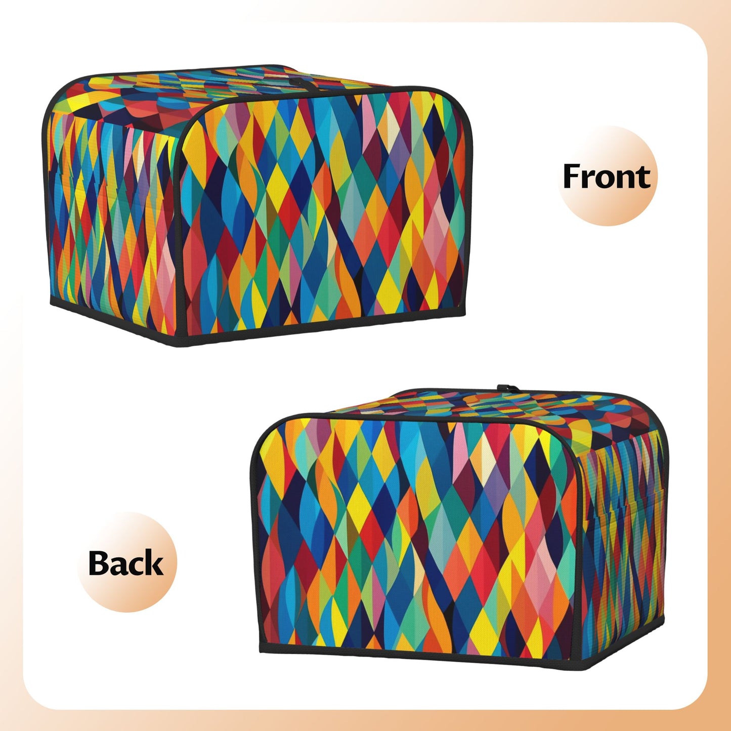 Colorful Geometric Pattern Toaster Cover – Oxford Cloth Dustproof Cover for 4-Slice Toaster – Bold Patchwork Modern Art Design