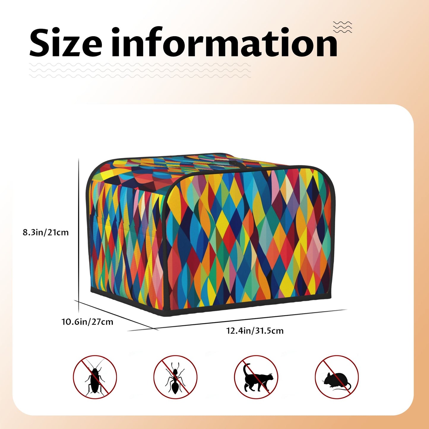Colorful Geometric Pattern Toaster Cover – Oxford Cloth Dustproof Cover for 4-Slice Toaster – Bold Patchwork Modern Art Design